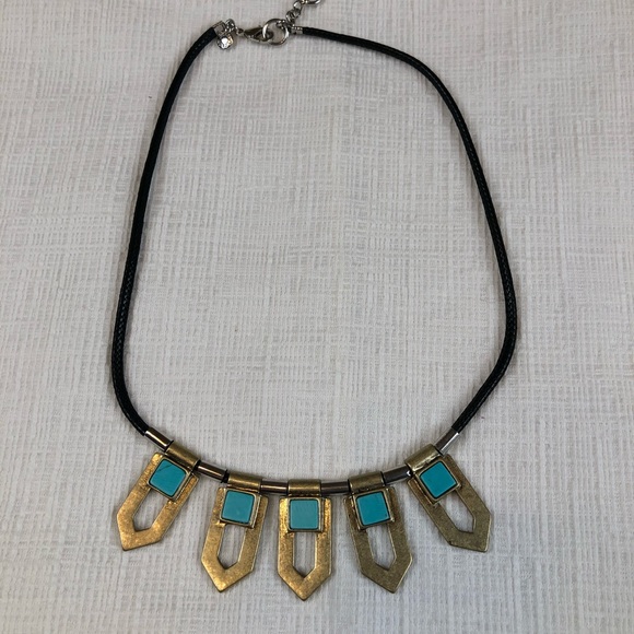 J. Crew Jewelry - Turquoise & Gold Cord Necklace